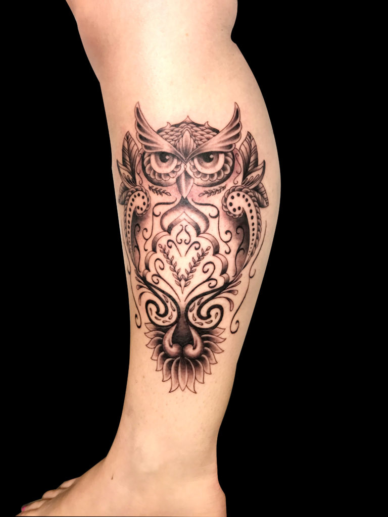 Q Tattoo in Huntington Beach - Sara Delara - owl